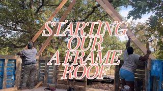 Starting roofing for our off grid A-Frame cabin