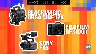 Blackmagic Ursa Cine 12K Sony FX6 Fuji GF100ii Resolution Test