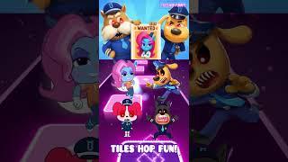 SHERIFF LABRADOR EXE vs SHERIFF PAPILLON vs DOBIE EXE X Coffin Dance Tiles Hop #shorts