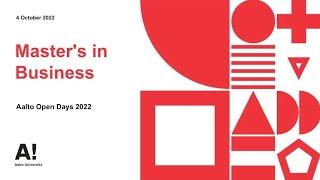 Master's in Business – Aalto Open Days 2022