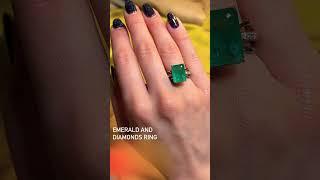 Natural emerald and diamonds ring, GIA certified, 14k white gold, www.goldaevo.com