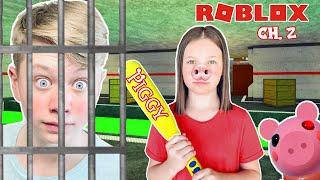 TRAPPED in RoBLoX PRISON! REAL LIFE PiGGy Station: Chapter 2! Escape Psycho Pig!