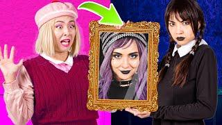 Wednesday Addams Makeover Transformation On Enid | Funny Situations Glam Meets Goth By Crafty Hacks