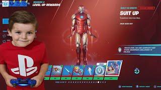 TRUMAnn Giving His 6 Year Old Kid TIER 100 IRON MAN (Tony Stark) NEW Fortnite Marvel Battle Pass!!