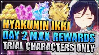 Hyakunin Ikki Day 2 Guide (TRIAL CHARACTERS ONLY FULL REWARDS) Genshin Impact Patch 2.5 Extreme x4