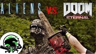 DOOM ETERNAL CHAINSAW VS. ALIEN COVENANT XENOMORPH IN REAL LIFE! AlienGoBoom