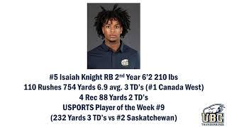 Isaiah Knight #5 UBC Football All-Canadian Tape 2022