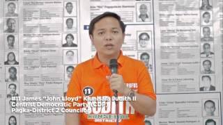 #11 James "John Lloyd" Kiunisala Judith for District 2 Councilor of Cagayan de Oro 2016