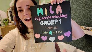 DIY schoolbordje gemaakt voor de eerste schooldag groep 1 knutselproject | Vloggloss 3537