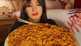 ASMR FAIL Fire Noodles & Mochi Eating 