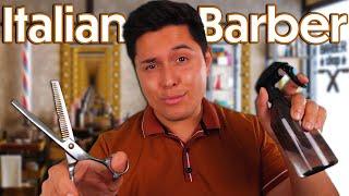 ASMR | Italian Barbershop Haircut & Shave Grooming | Scissors, Spray, Lotion, & MORE