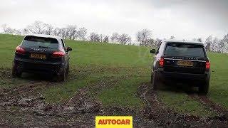 Range Rover v Porsche Cayenne drag racing off road - autocar.co.uk