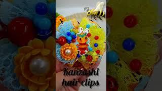 Yellow Bee Hair Clip Kanzashi  Hair Accessory #HairAccessory #Hairclip  #BrightHairBow #shorts