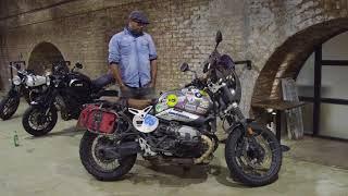 Motorcycle Adventurer July Behl and his BMW nineT Scrambler