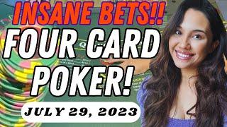 INSANE BETS!! I BET A BLACK CHIP  Four Card Poker at @HollywoodCTown  WILD!  → July 29, 2023