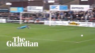 Hemel Hempstead goalkeeper sarcastically dives after long-range strike