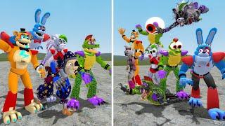 ALL GLAMROCK ANIMATRONICS VS ALL SHATTERED ANIMATRONICS In Garry's Mod! Five Nights at Freddy's SB