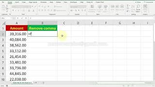 Remove comma and decimals using formula in excel