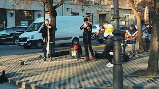 Street musicians in Lviv, Ukraine