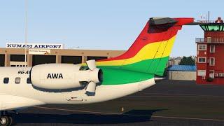 Africa World Airlines E145 Arrival into Kumasi [X-Plane 11.50b6]