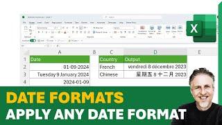 Excel Date Formats | Use Any Date Format | Day & Month as Words | Set Default | Use Foreign Language