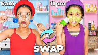 PICKY 9-Year-old Sister and TEENAGER SWAP Skincare Routine! 🫣