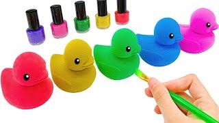 Satisfying Video DIY How To Make Rainbow Duck with Kinetic Sand Cutting ASMR