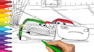 CHICK HICKS Pushes LIGHTNING McQUEEN . CARS Drawing and Coloring Pages | Tim Tim TV