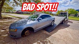 I Had to Block the Road to Load This Wheel-Less Audi!!