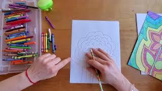 April 10th Art Lesson: 2nd and 3rd Grade Rainbow Echo Line Drawing 