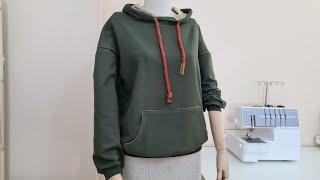 Hooded, Pocketed Sweatshirt Cutting and Sewing / M-L-XL Size Compatible Tracksuit