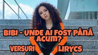 BIBI - UNDE AI FOST PÂNĂ ACUM? ( VERSURI/LIRYCS )