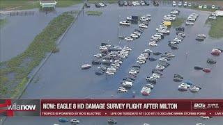 Watch: Eagle 8 over flooded cars and trucks near Zephyrhills, NE of Tampa