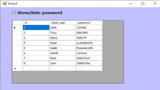 C# datagridview:How to Show and hide password in column dataGridView in C#