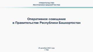 Оперативное совещание в Правительстве Республики Башкортостан: прямая трансляция 25 декабря 2023 г.