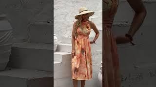 Printed Waist Halter Dress