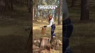 WHO needs chocolate and roses?  Give me an axe 🪓 #woodchopping #woodsplitting #axe #girlhood