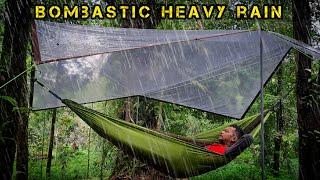 TRANSPARENT PLASTIC TARP AND HAMMOCK FOR SOLO CAMPING‼️ BOMBASTIC HEAVY RAIN‼️