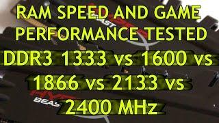 RAM speed and game performance - DDR3 2400 vs 2133 vs 1866 vs 1600 vs 1333 MHz