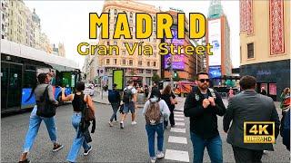 Walking in Gran Via, Madrid | Spain  [4k UHD 60Fps]