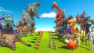 Mechagodzilla + Sharkzilla + Godzilla VS Titanosaurus + Siren head - Animal Revolt Battle Simulator