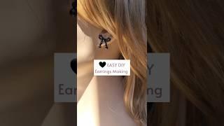 Black Bow Stud Earrings DIY with beads How to make jewelry at home Easy Beaded Bows Jewellery making