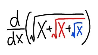 How to find the derivative of sqrt(x+sqrt(x+sqrt(x))), 3 nested square roots, calc 1 chain rule