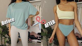 DIY REVERSIBLE BIKINI TOP AND BOTTOM FROM T-SHIRT | SWIMWEAR