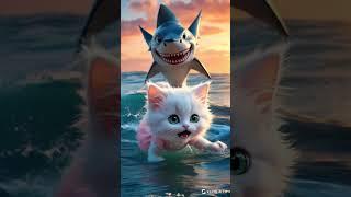 Strong Father, Protecting His Family: Love and Adventure at Sea  #kitten  #cutecat  #catlovers
