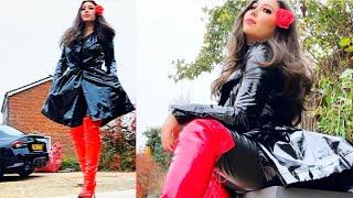 STYLING Pvc Thigh high heel Boots Leather Pants Walking ARMANI Patent Pvc latex Vinyl Trench Coat