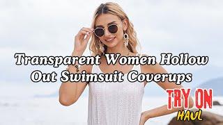 4K Transparent Lingerie Try On Haul  Women Hollow Out Swimsuit