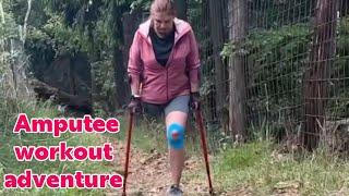 Amputee adaptive crutches user adventure workout routine