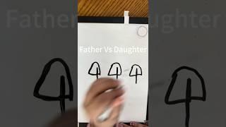 Father Vs daughter. Drawing art competition. Draw, animate, play together