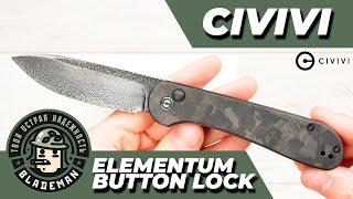 Нож CIVIVI Elementum Button Lock, Damascus, Marble Carbon